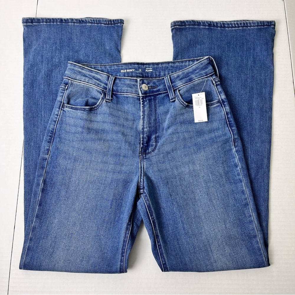 Old Navy Jeans Womens Size 12 High-Rise Flare Leg Blue Denim Stretch